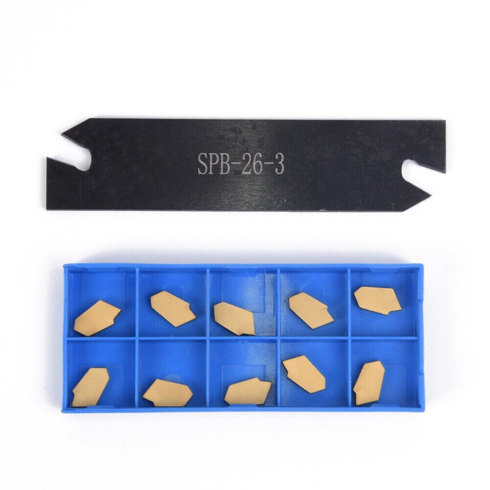 10 Pcs GTN-3 SP300 Insert Lathe Cut Off Grooving Parting Tool Holder SPB26 -3