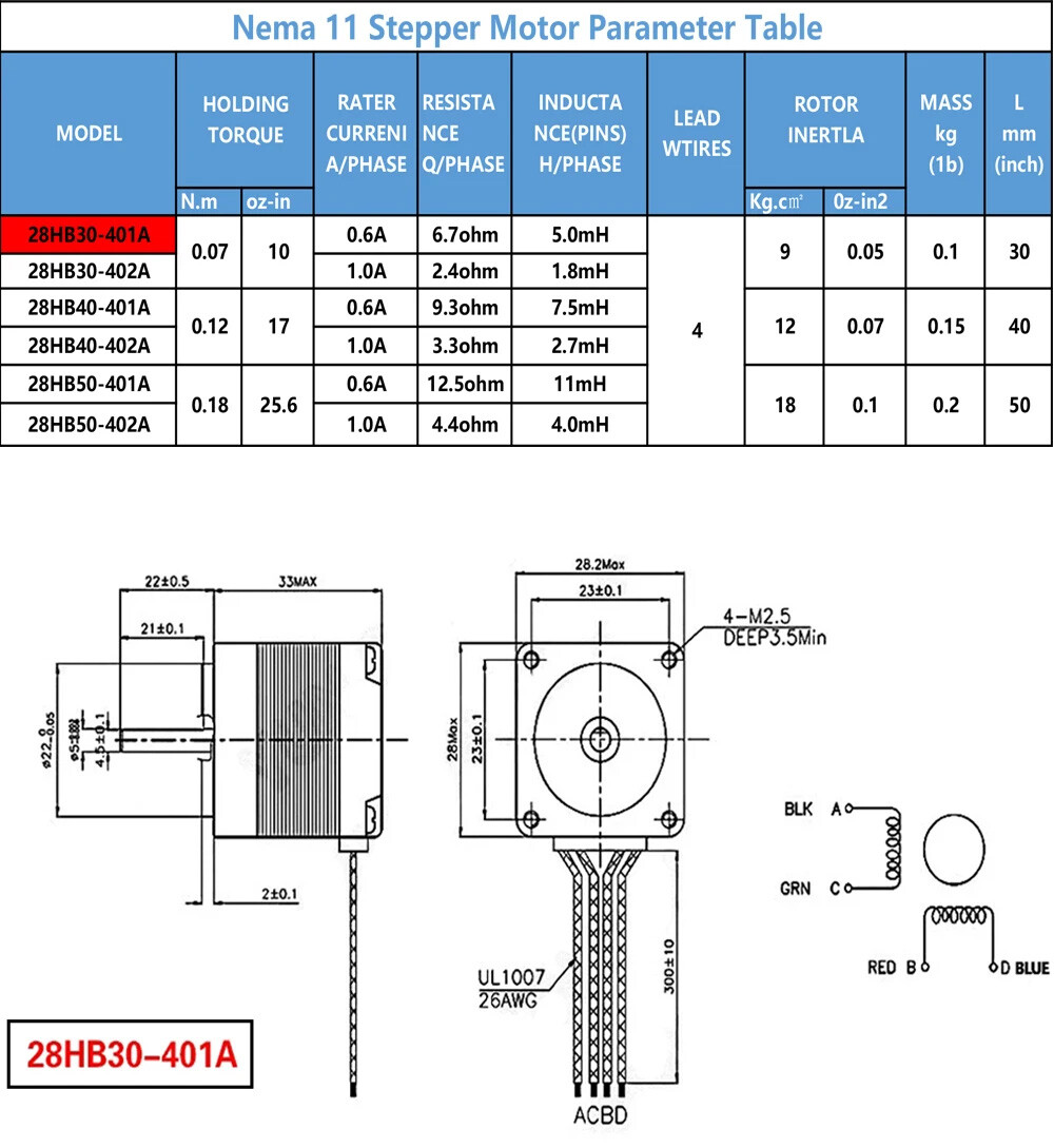 50mm Mini CNC Slide Table Linear stage 1mm Pitch 0.07Nm NEMA11 stepper motor Kit