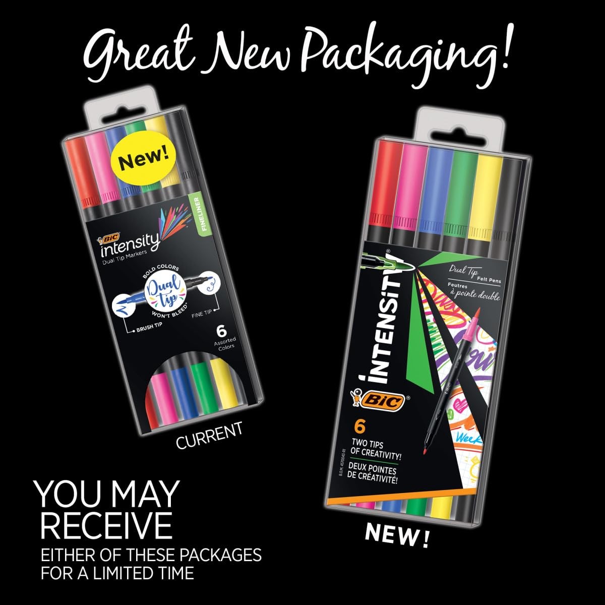 BIC Intensity 2 in 1 Dual Tip Fineliner Pens, Fine Tip Office Product