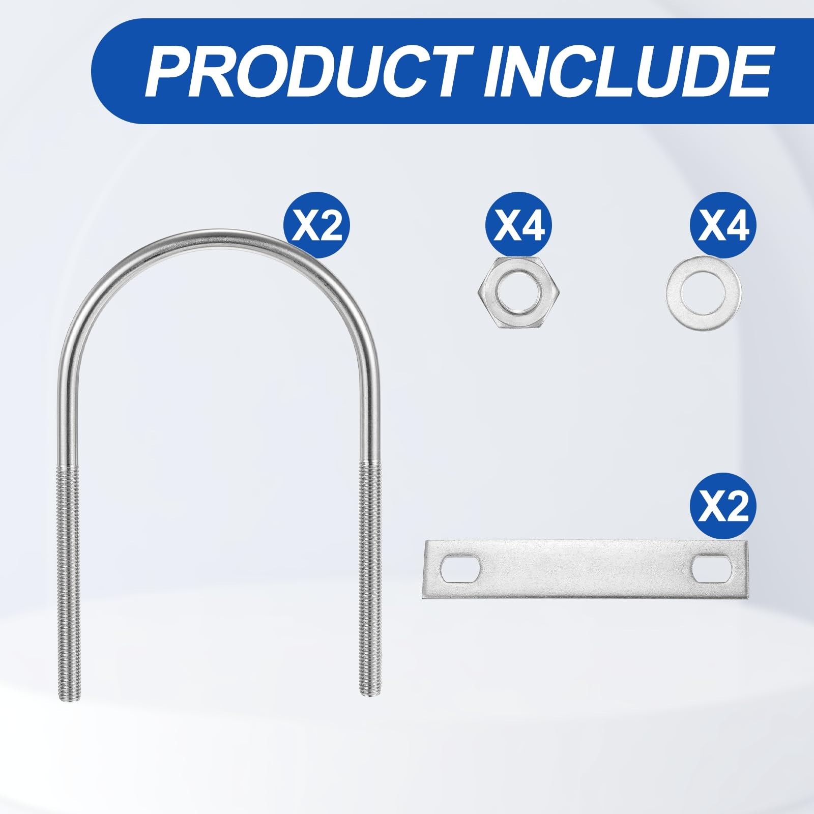 METALLIXITY U Bolts 2 Sets (5/16″(M8) x3.54″x6.29″), 5/16″(M8)x3.54″x6.29″