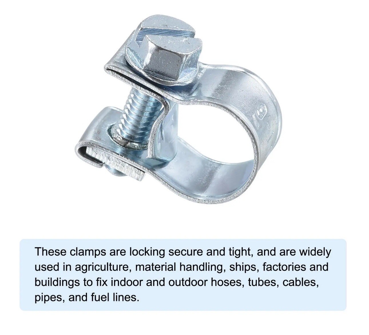 9-11mm (0.35-0.43’’) Fuel Injection Hose Clamp Zinc Steel Fuel Line Clamp 100Pcs