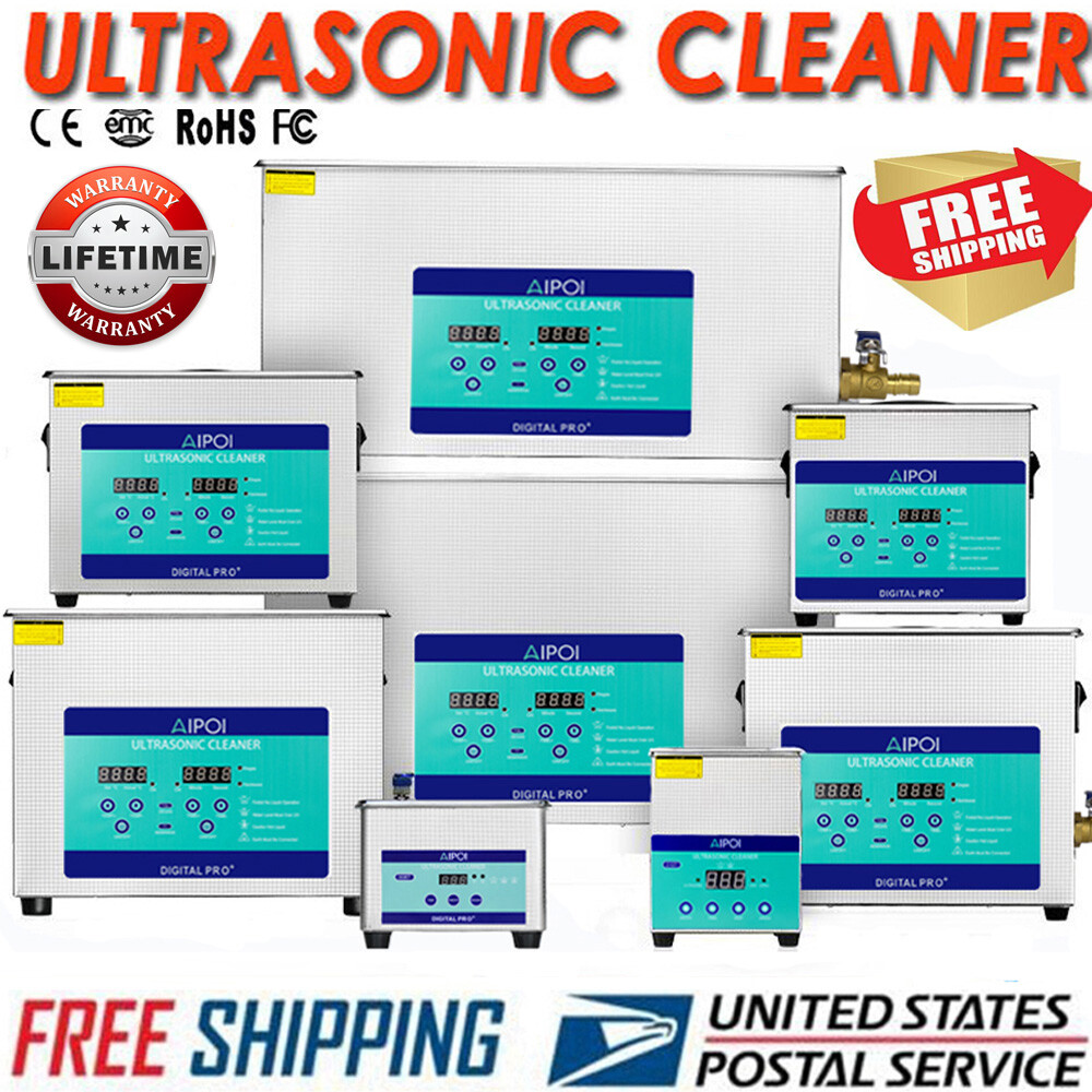 AIPOI Ultrasonic Cleaner with Timer Heating Machine Digital Sonic Cleaner SUS304