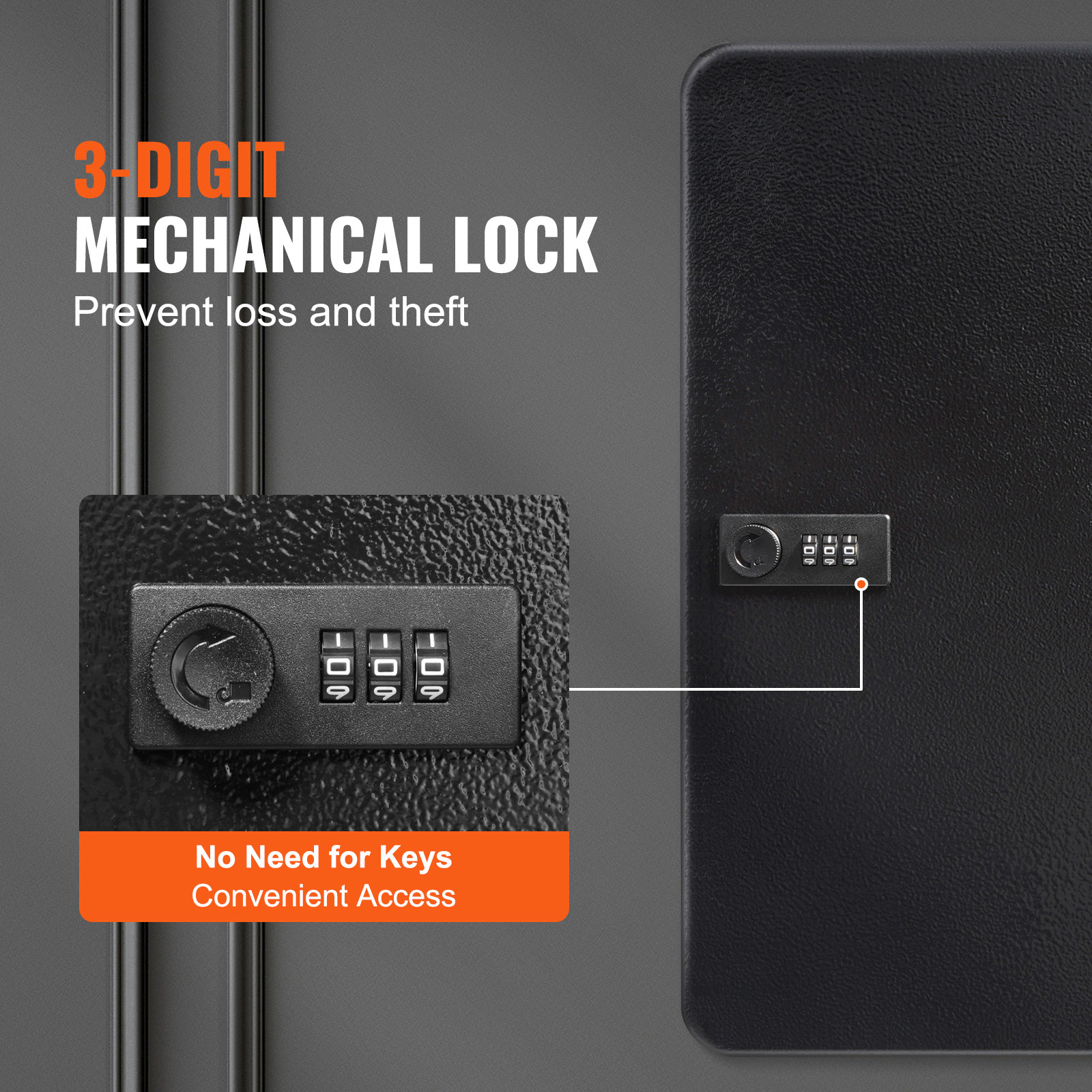 VEVOR 48-Key Cabinet Key Safe with Combination Lock & Keys Adjustable Racks