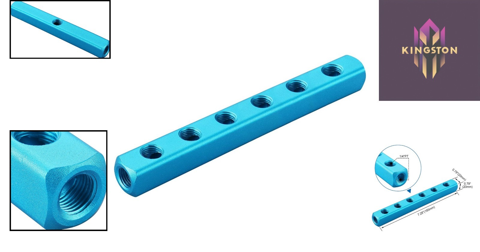 Precision Aluminum 6-Way 9-Port Manifold Block – 1/4″ PT Thread for Durability