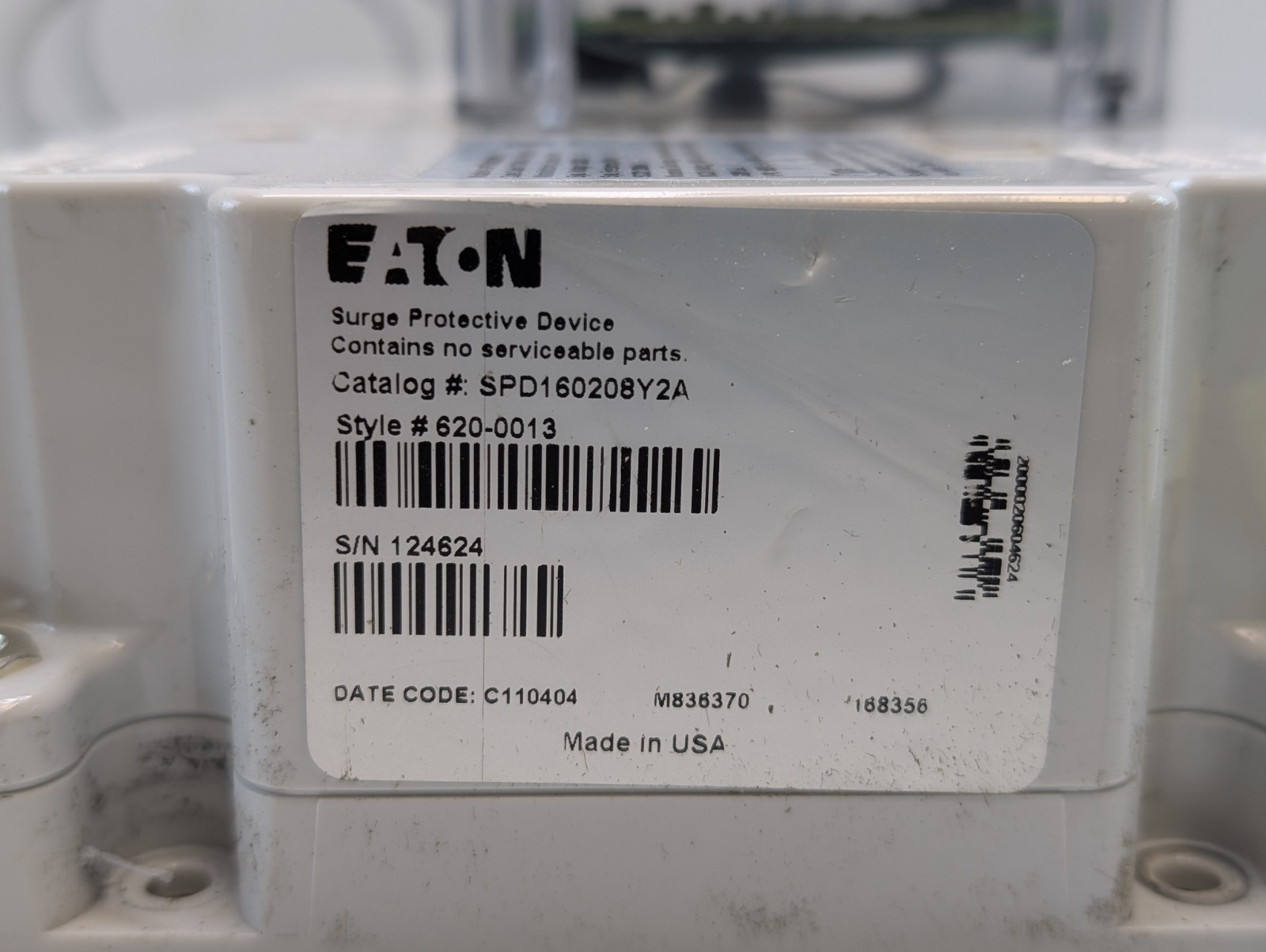 EATON SPD160208Y2A surge protector 200k AIC 120/208V 60HZ