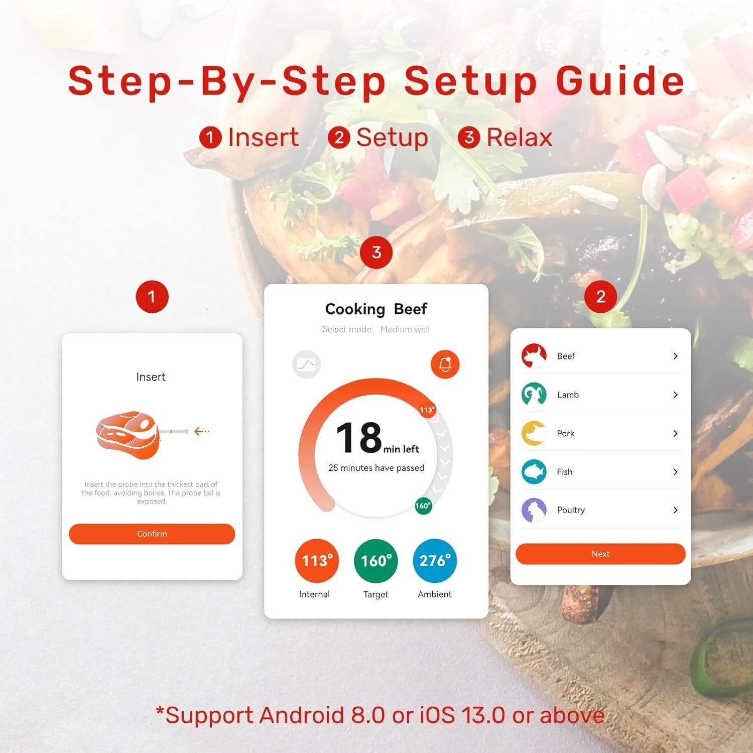 Wireless Bluetooth Meat Thermometer Digital, Smart AI Powered Cooking Thermom…