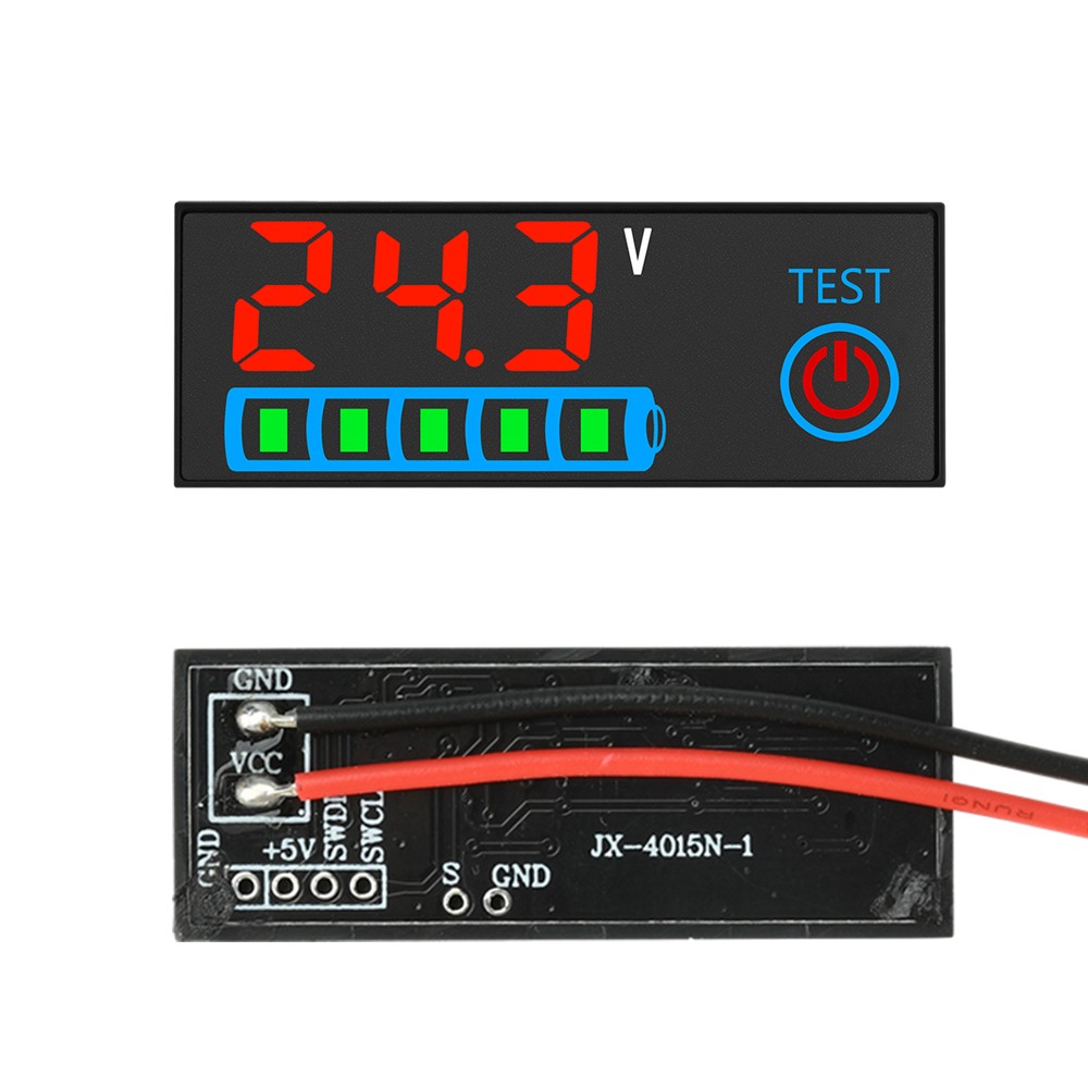 LED Voltage Acid/Li-ion Battery Level Indicator Display Panel w/Power-Off Memory