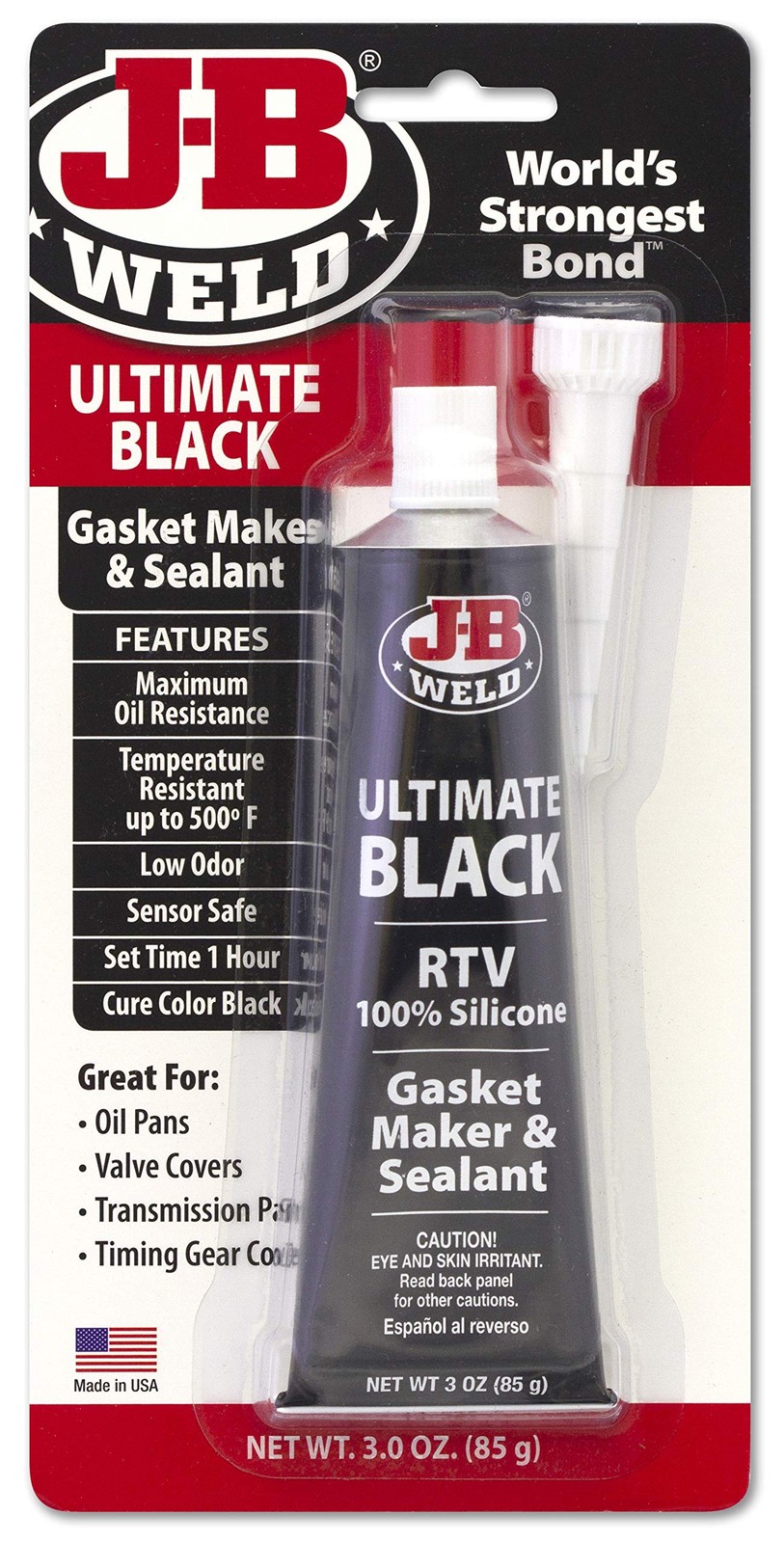 J-B Weld 32329 Ultimate Black RTV Silicone Gasket Maker and Sealant – 3 oz. -…