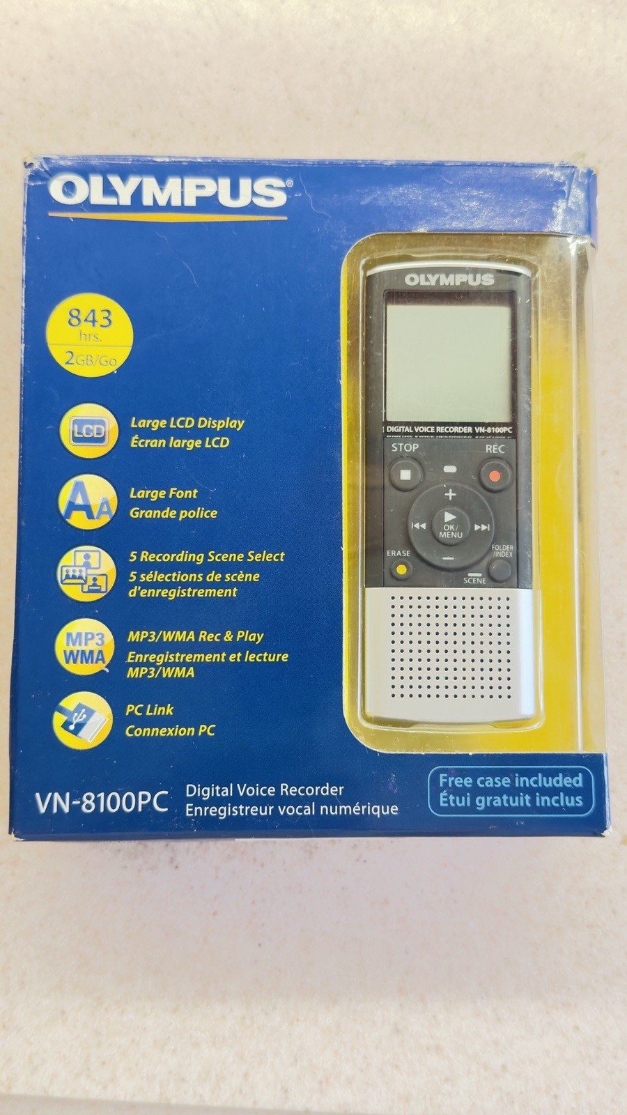 Olympus VN-8100PC Digital Voice Recorder 2GB USB MP3 Player 843 hr