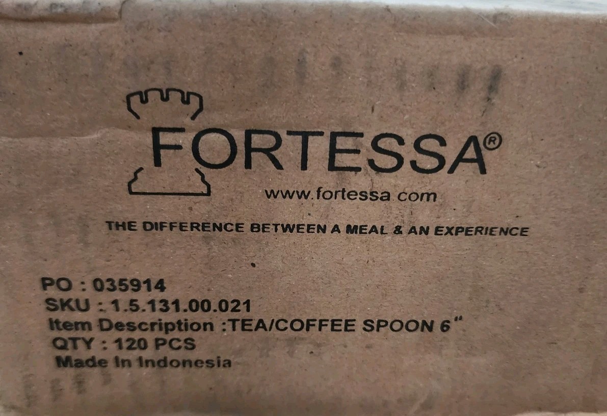 12 Pc Fortessa Doria 6″ 18/10 Stainless Steel Extra Heavy Weight Teaspoon, NEW!!