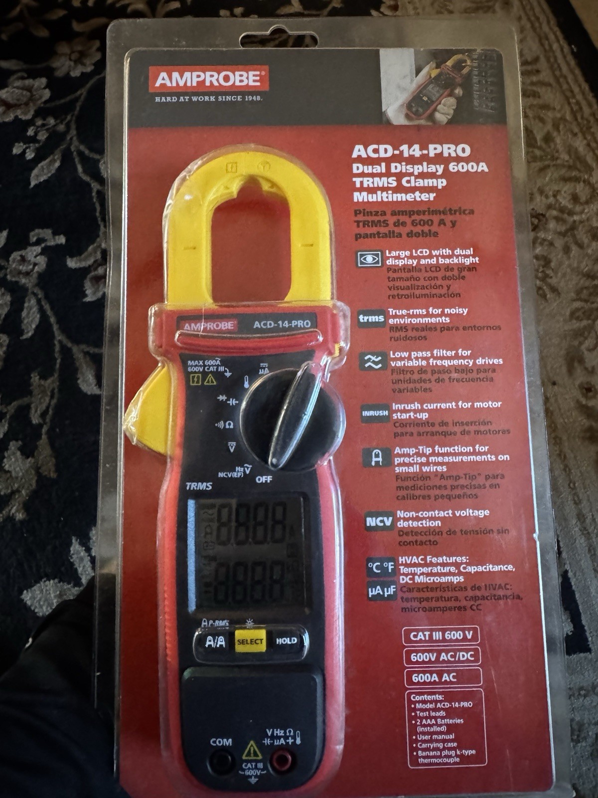 Amprobe ACD-14-PRO Dual Display 600A TRMS Clamp Multimeter True RMS CAT III 6000