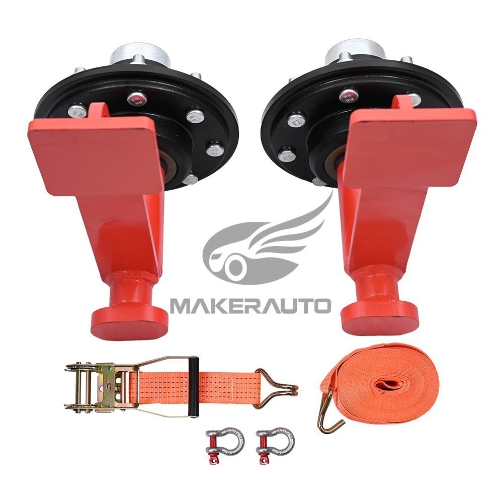 2Pack Shipping Container Wheels 8×6.5 Lug Wheels Kit with Ratchet Strap US