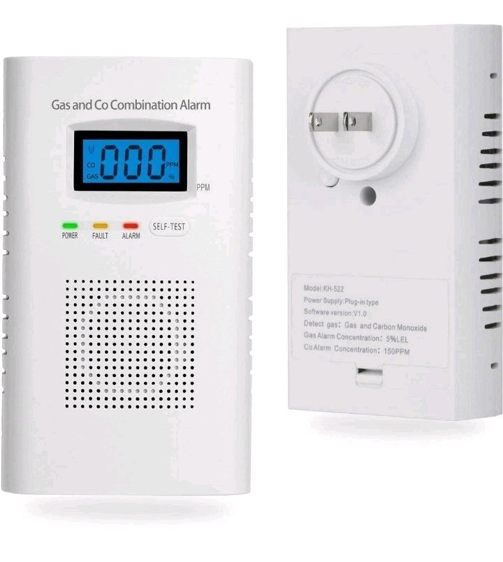New Carbon Monoxide Detector Wall Plug In CO and Natural Gas Detector KH522
