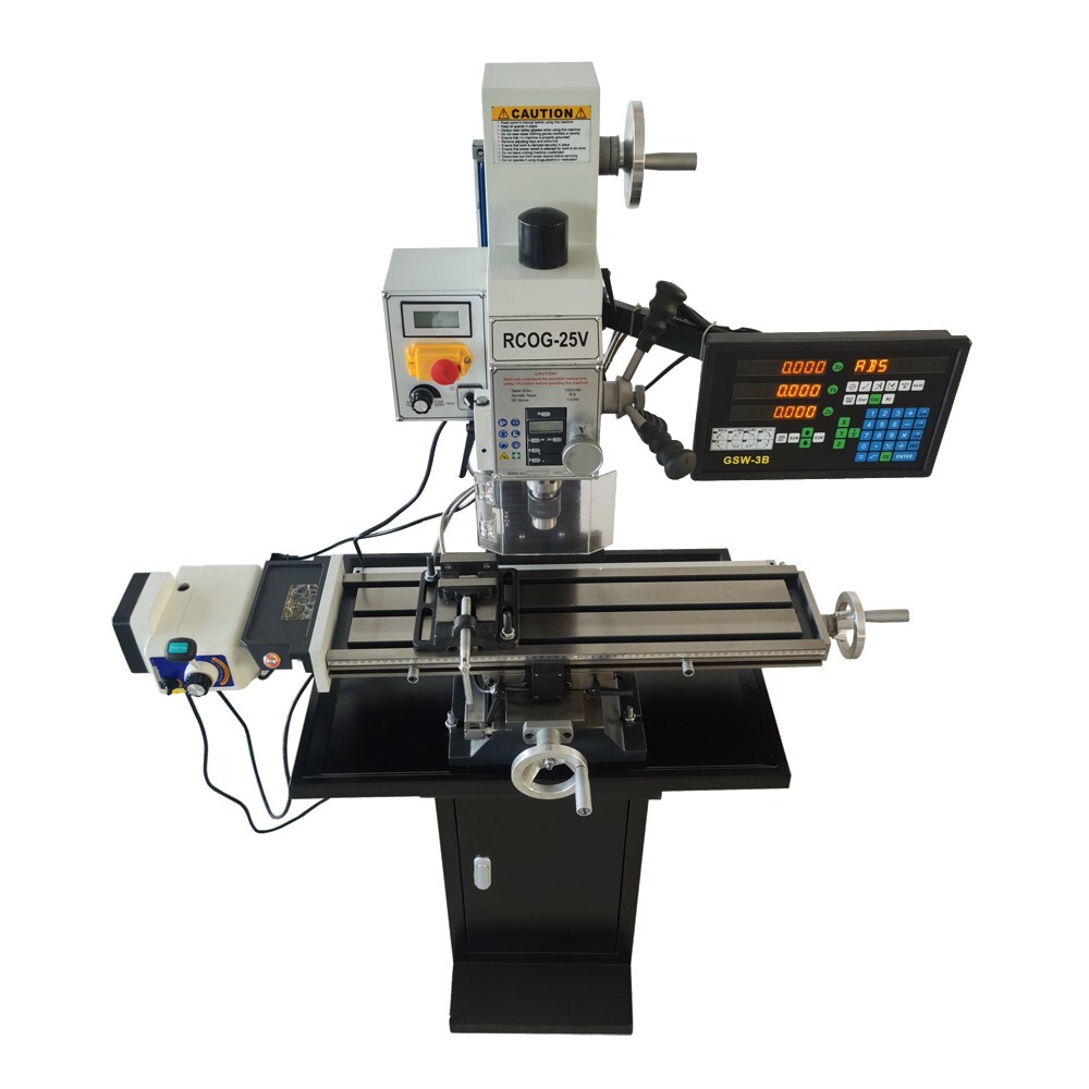 Benchtop Mill/Drill Machine with Grating Ruler Axis X Power Feed 110V R8 1100W