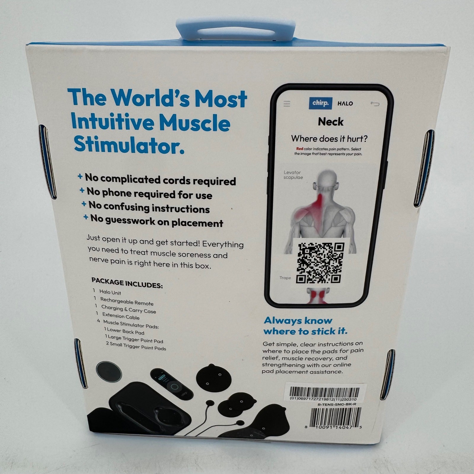 Chirp HALO Wireless Muscle and Nerve Stimulator TENS EMS Single Unit Black