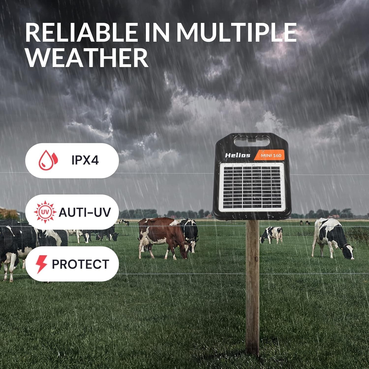 Powerful Solar Electric Fence Energizer, 10-Mile Range