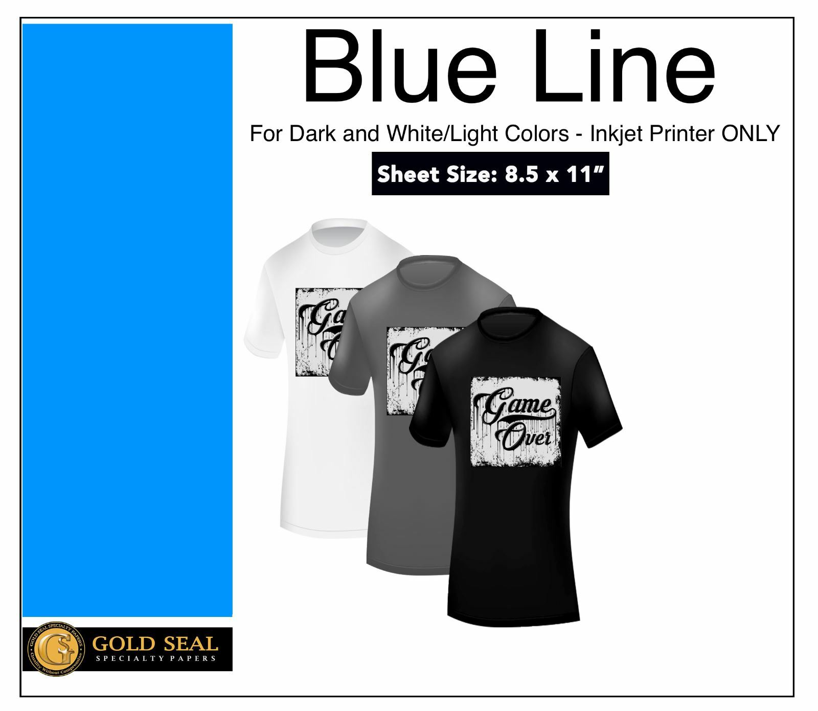 50 Sheets 8.5×11 Blue Line Dark Iron On Heat Transfer Paper for Inkjet