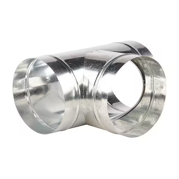 Master Flow Round Tee 5in Galvanized Steel HVAC Duct Fitting Vent Pipe Connector