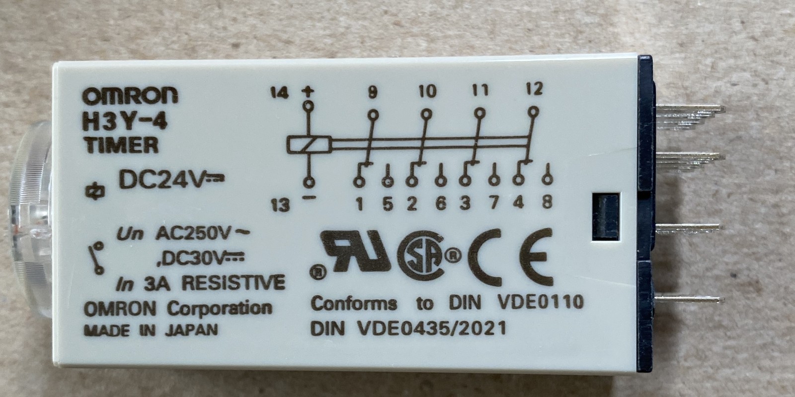 Omron H3Y-4 24VDC 0 to 1 Second ON Delay Timer Relay 4PDT