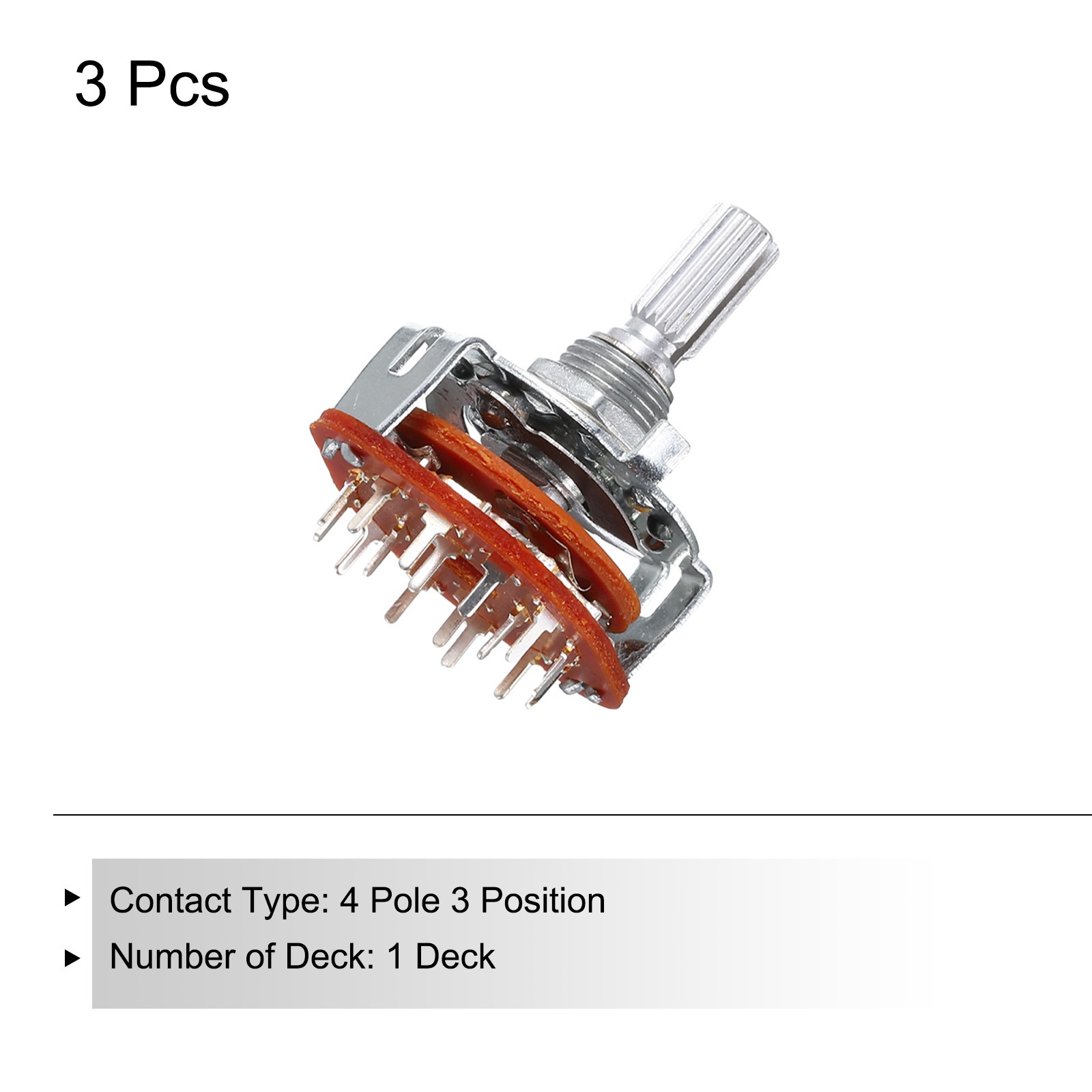 3 PCS 4P3T Rotary Switch 4 Pole 3 Position Band Selector 1 Deck