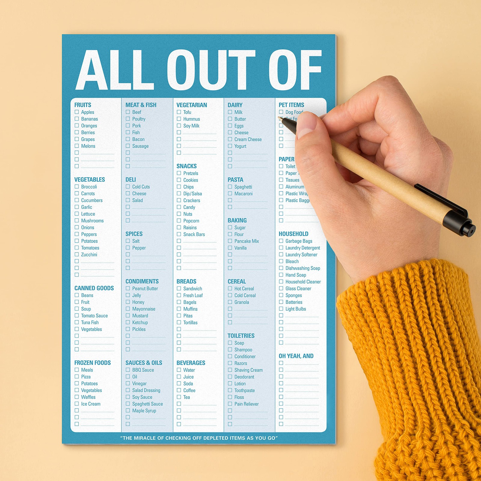 Notepad For Groceries, 6×9 Inches, Blue, Perforated Pages, Durable