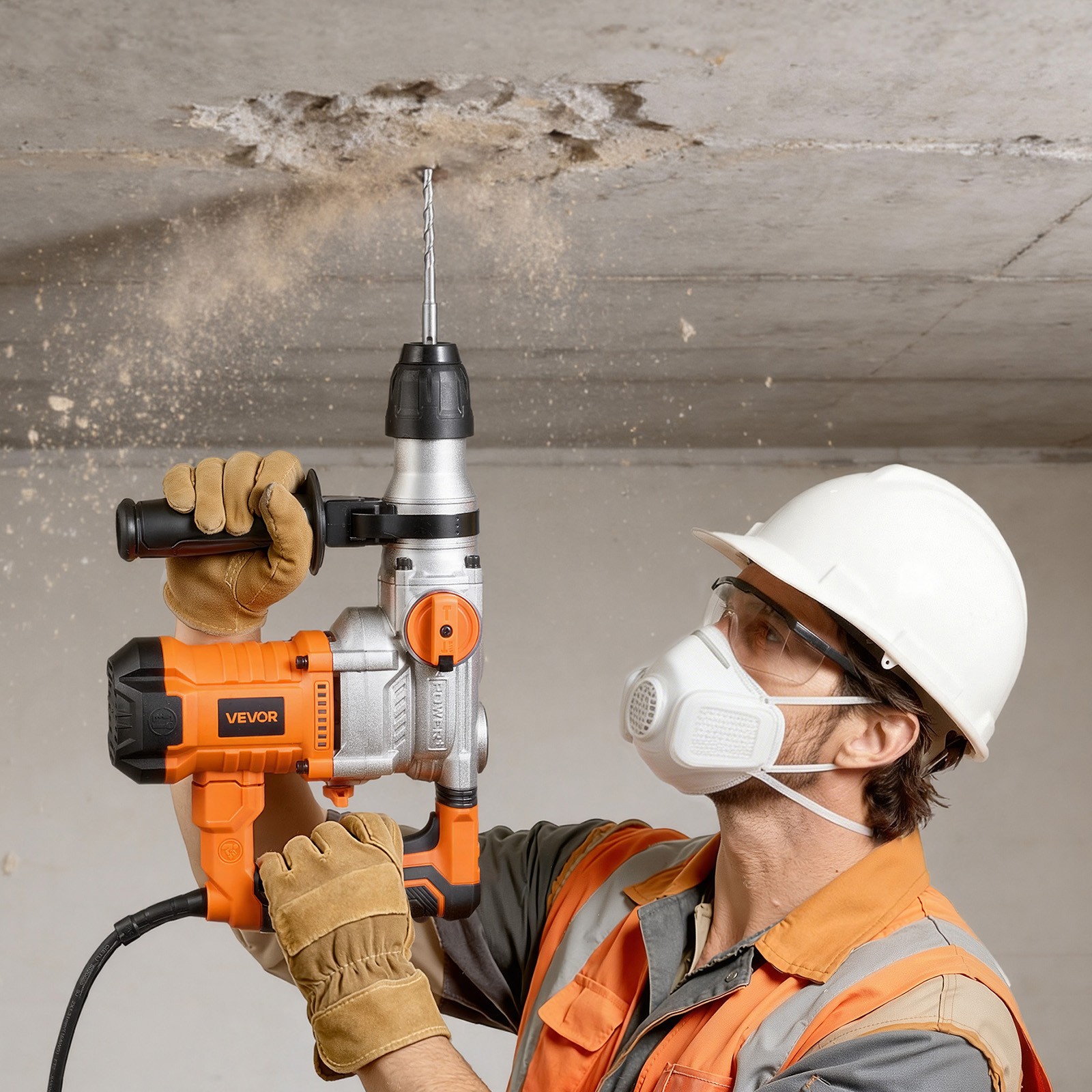 VEVOR Rotary Hammer Drill 1-1/8 in SDS-Plus Electric for Concrete and Masonry