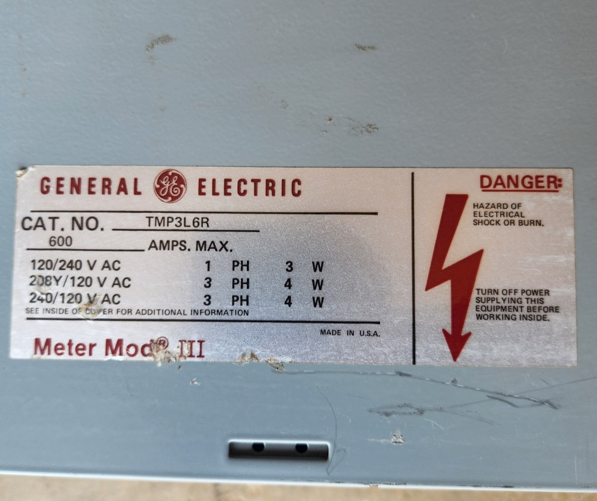 GE General Electric TMP3L6R Meter Mod III 600 Amp 208Y/120 VAC 3 Phase 4 Wire 3R