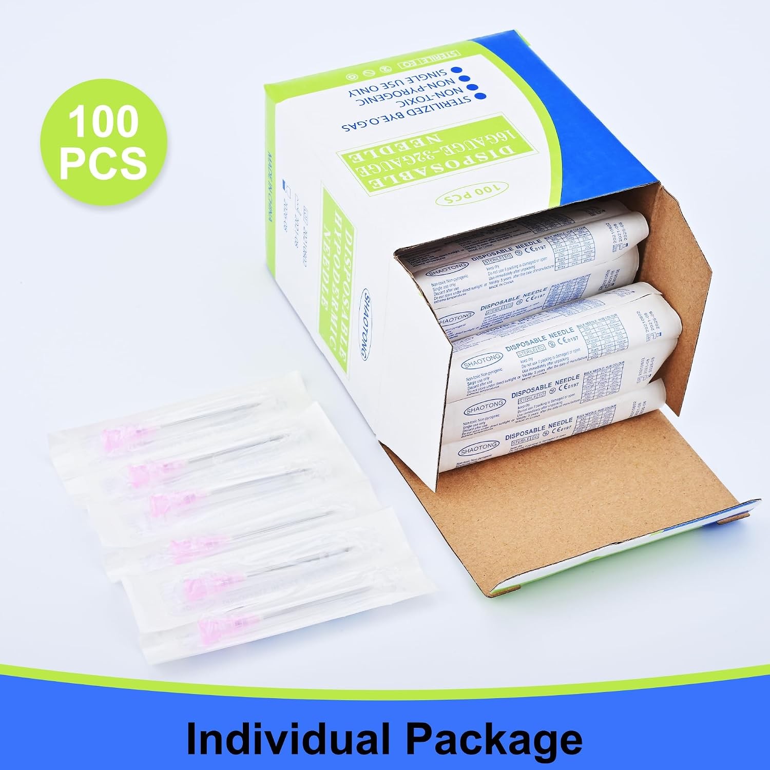 32 Gauge 1/2inch(13mm) 100-Pack Dispensing Needle with Cap Individual Package of