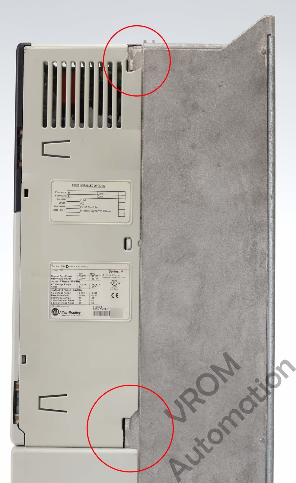 Allen Bradley 20BD052A3AYNAND0 /A PowerFlex 700 480V 52A 40HP Normal Duty 30HP H