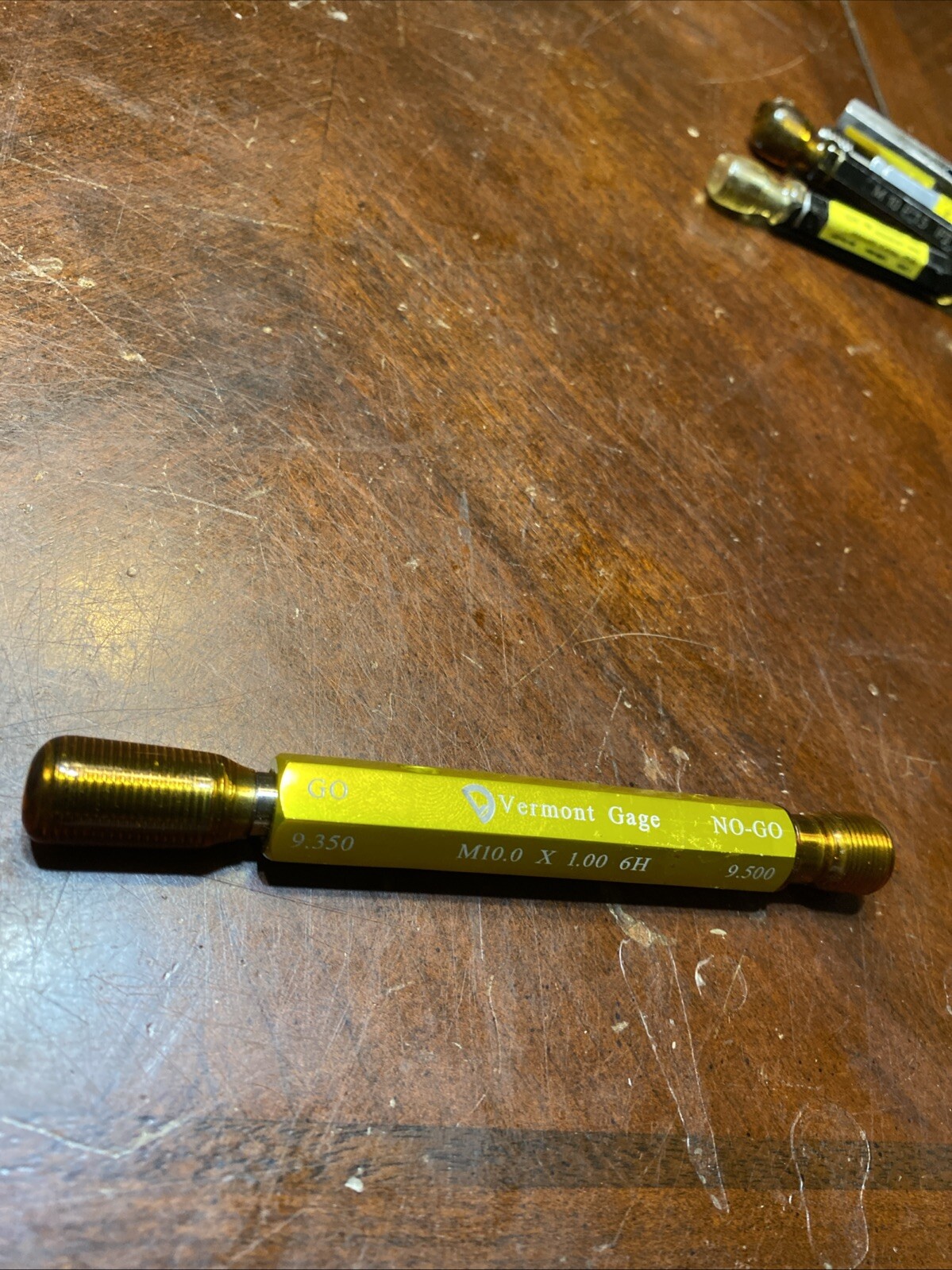 Vermont M10.0 x 1.00 6H Thread Gage Go 9.350/No Go 9.500 Thread Plug Gage (T16)