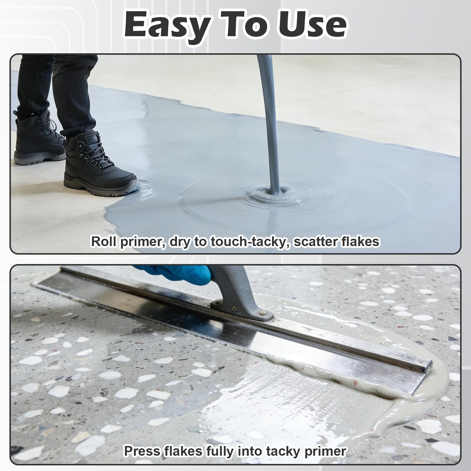 12.4lbs / 5.6 kg Epoxy Floor Flakes Black Gray 12.4 lbs, & White &