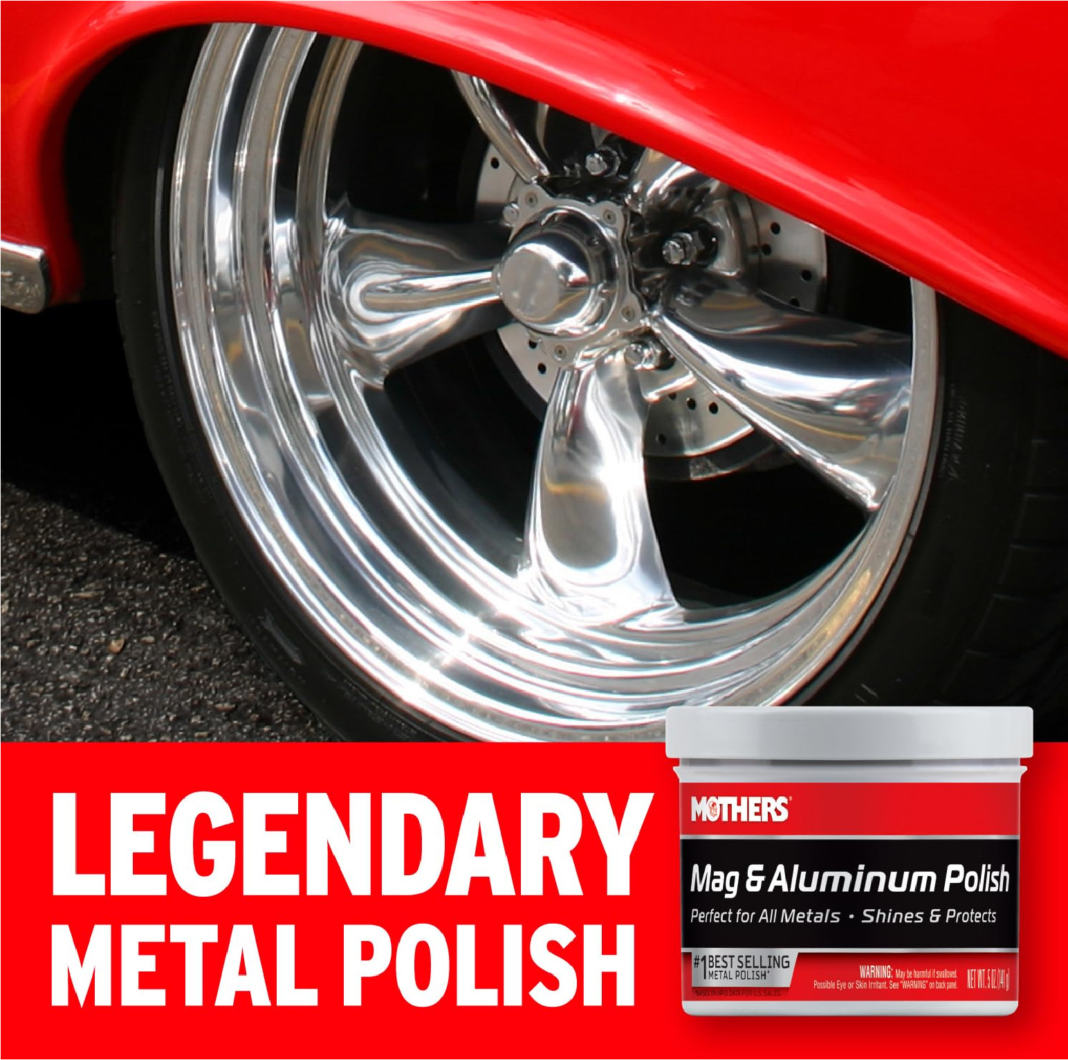 Mothers Mag & Aluminum Polish, 5 oz. — Brilliant Shine, Easy to Use, For All Unc