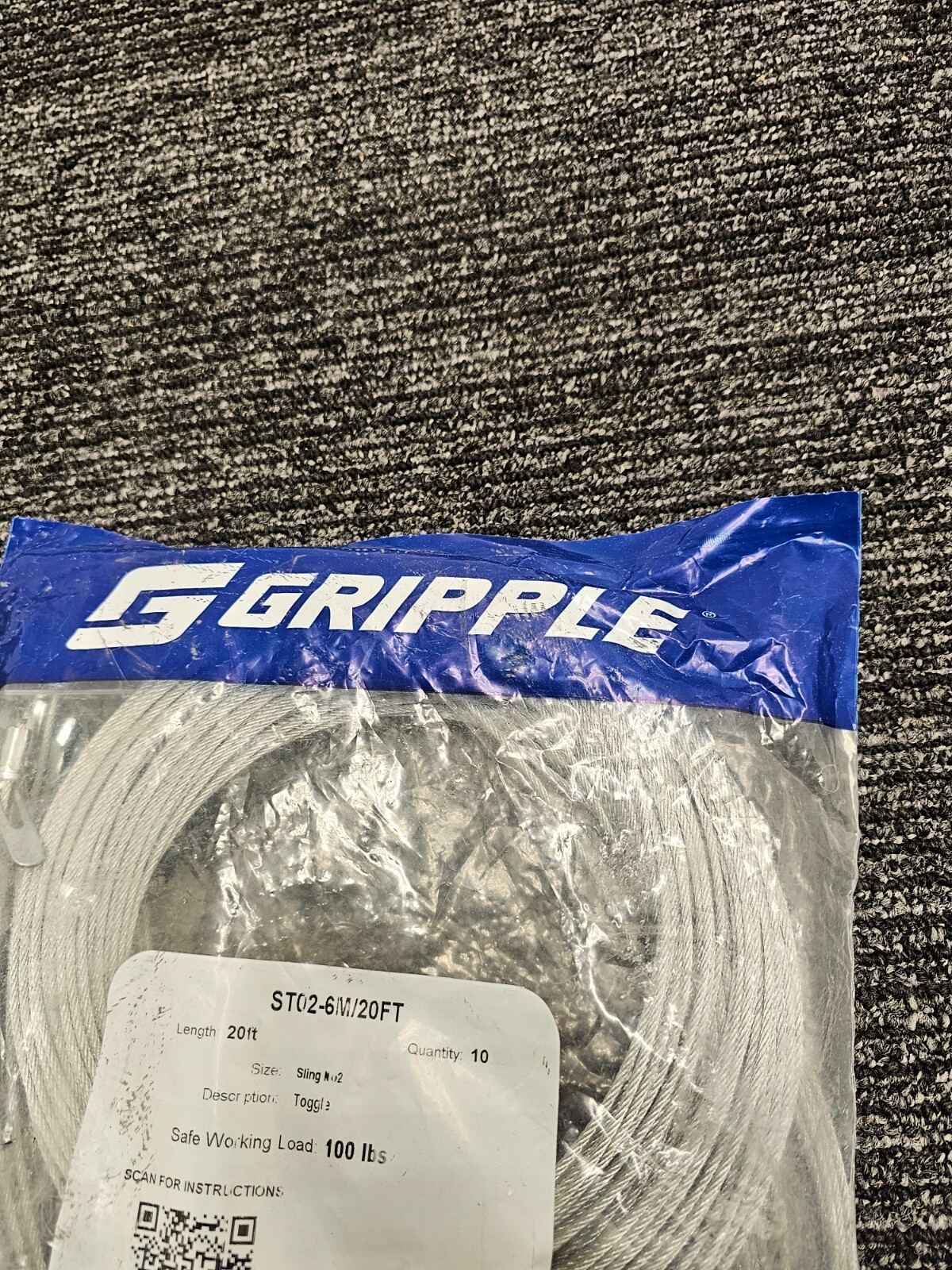 (QTY 10) GRIPPLE ST02-6M/20FT No. 2 Max. Safe Working Load 12 lbs 20′ Toggle