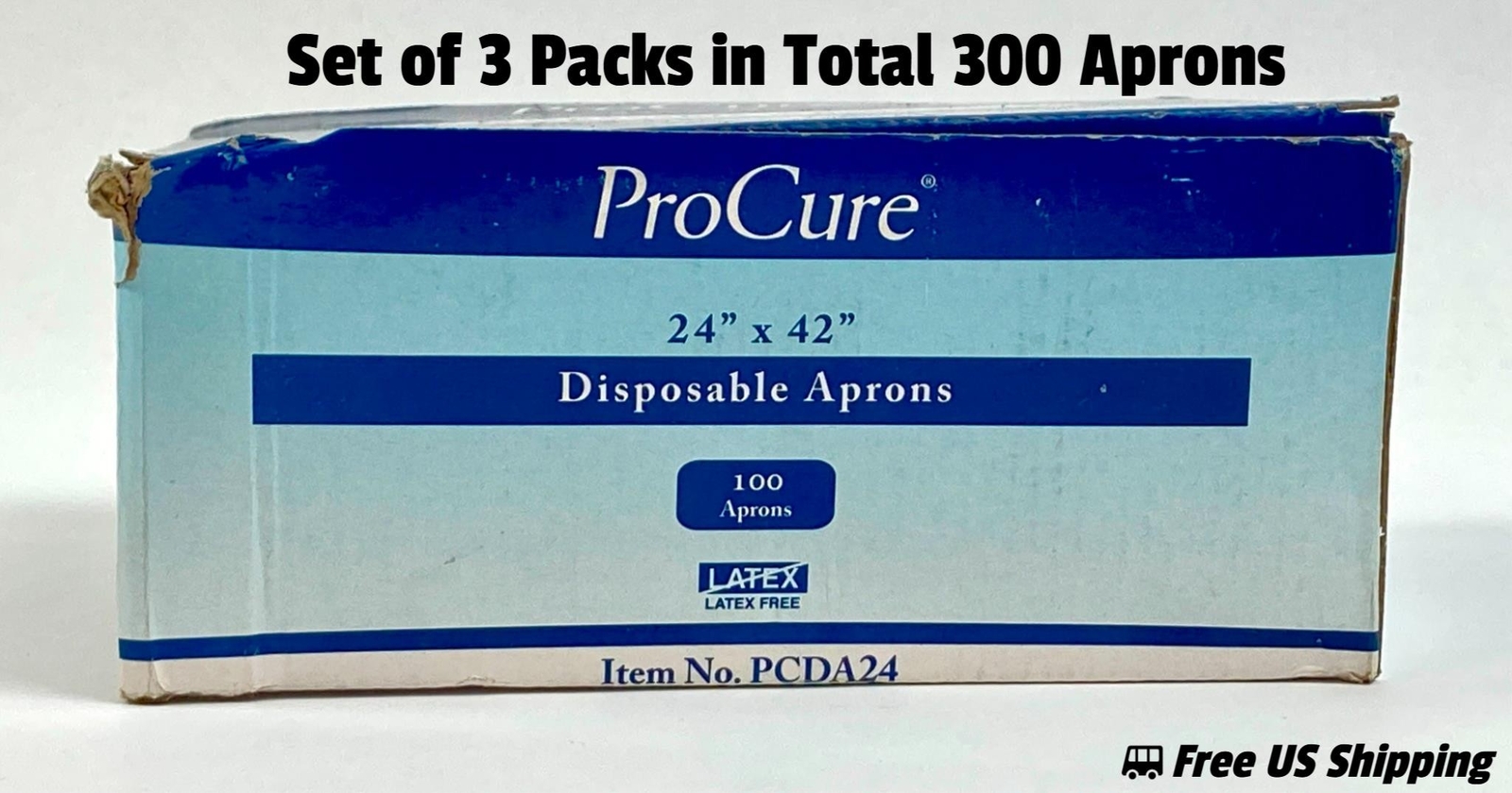 ProCure Disposable Poly Aprons 24 x 42 Inch 100 per Pack Set of 3