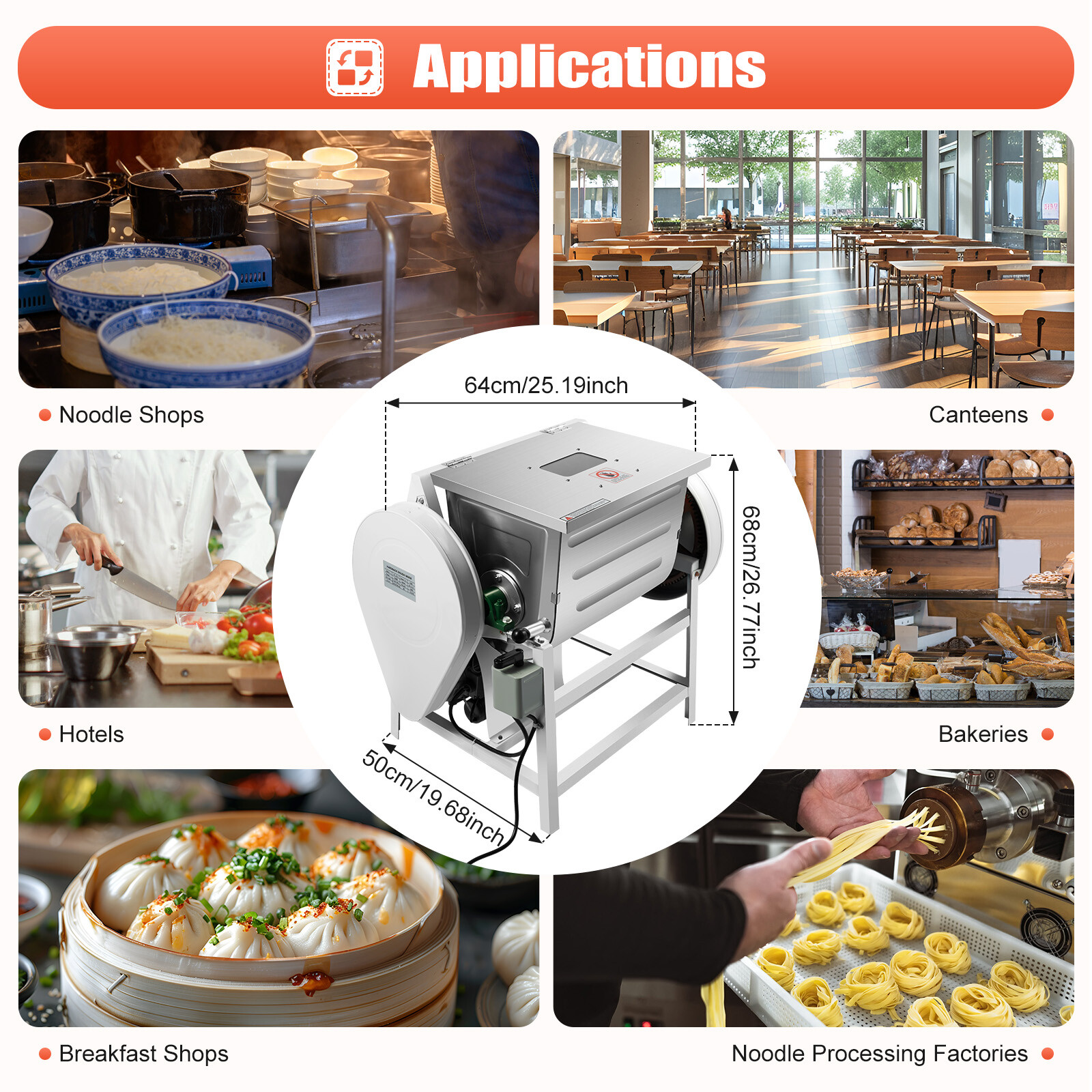 110V 15kg Commercial Dough Mixer Machine, 30QT Electric Flour Kneading Machine
