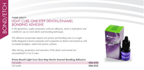 PRIME-DENT Dental Light Cure Dentin Enamel Bonding Resin 7 mL Bottle USA DEALER
