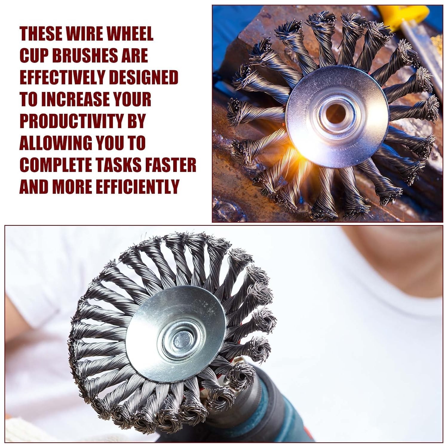 24 Pcs Wire Wheel Brush Wire Wheels with 5/8″-11 Threaded Arbor for 4 1/2 Angle