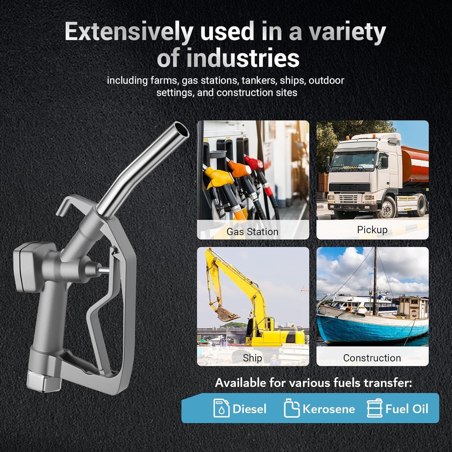 3/4 in NPT Manual Fuel Nozzle with Hook 15/16″ Spout Auto Shut Off Diesel Nozzle