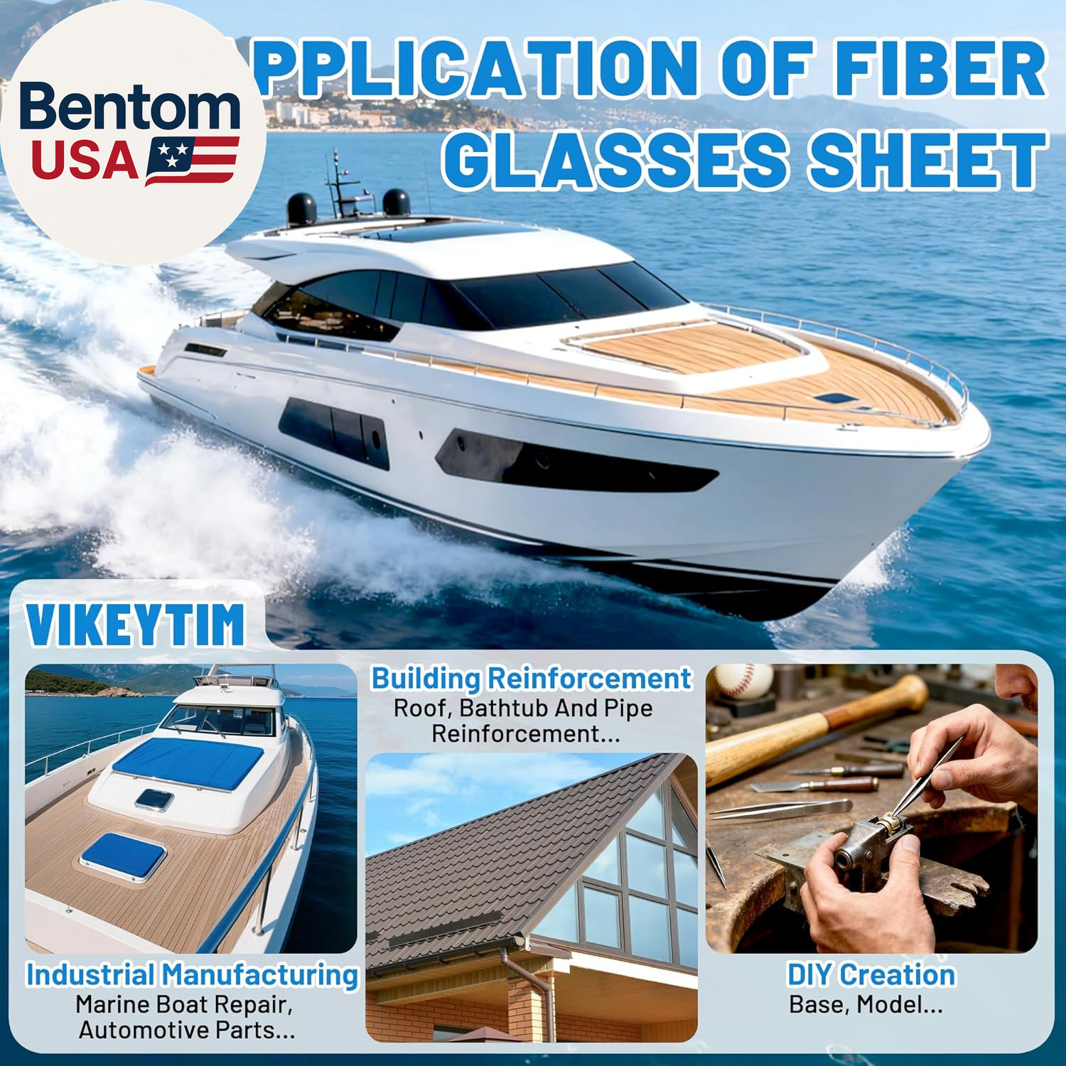 Fiberglass Mat 50 in X 30 Ft, 125 Sq. Ft Fiberglass Chopped Strand Mat Resin & E