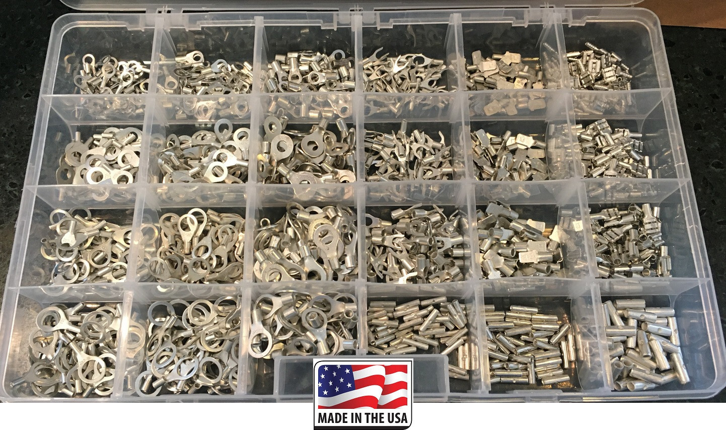 1200 Piece Hi Temp Non Insulated Wire Terminal Connector Assortment Kit USA Made