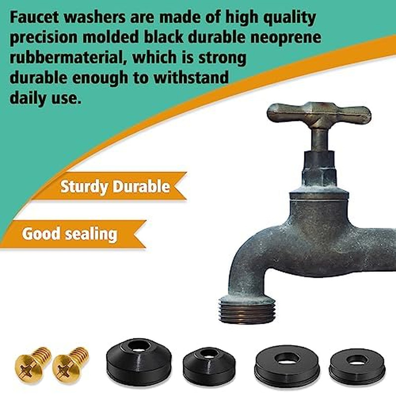 106 PCS Faucet Washer Assortment Kit with Assorted Flat and Beveled Rubber Washe
