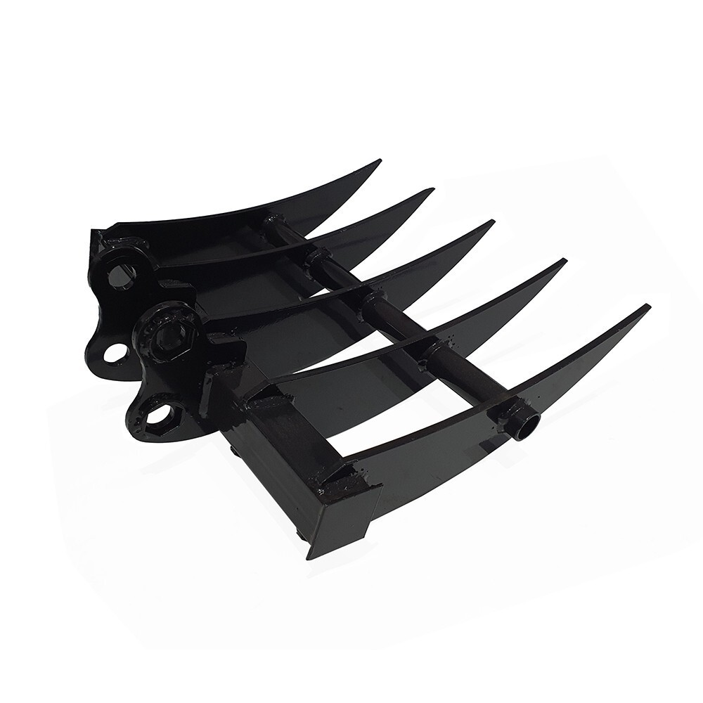 Agrotk 20in Excavator Rake 5 Teeth Attachment Fit for 0.8-1.8 Mini Diggers Black