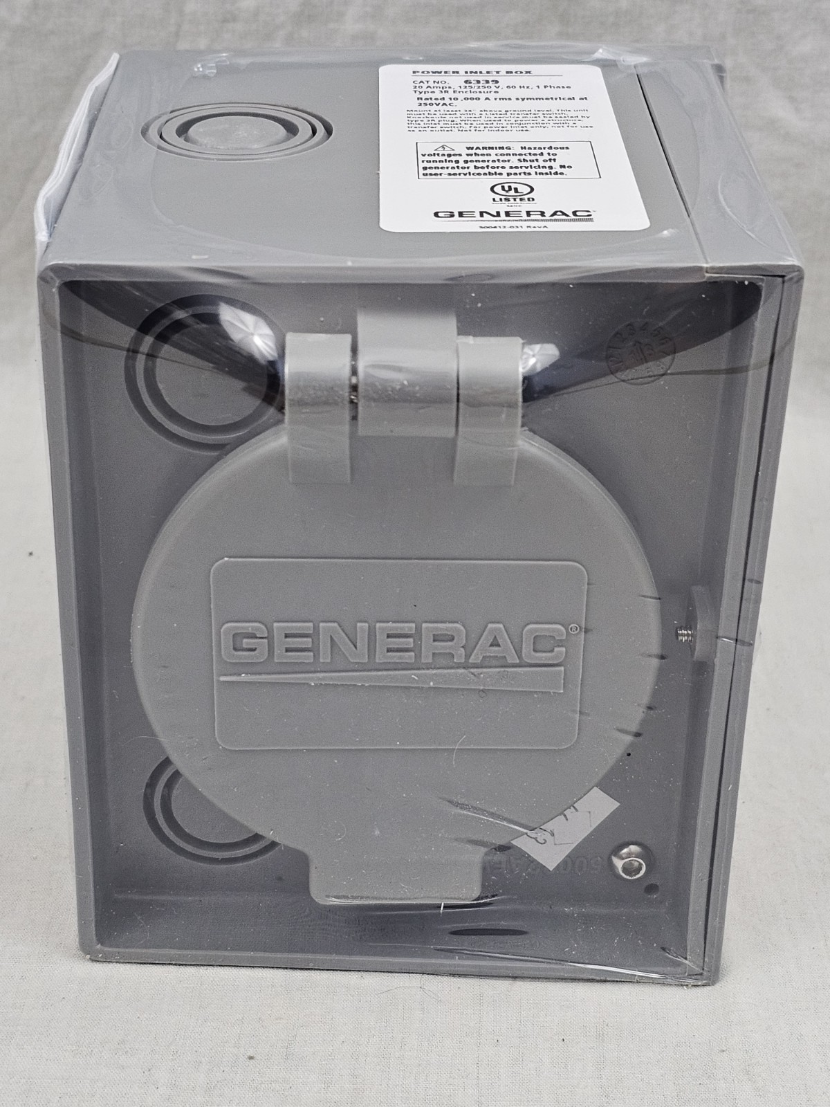 NEW GENERAC POWER INLET BOX 6339 Reliance Controls 20-Amp Power Flip lid