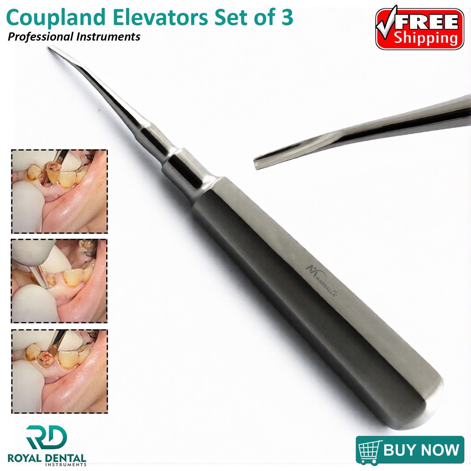 Coupland Elevators Dental Extraction Set Of 3 Surgical Root Extracting Loosen CE