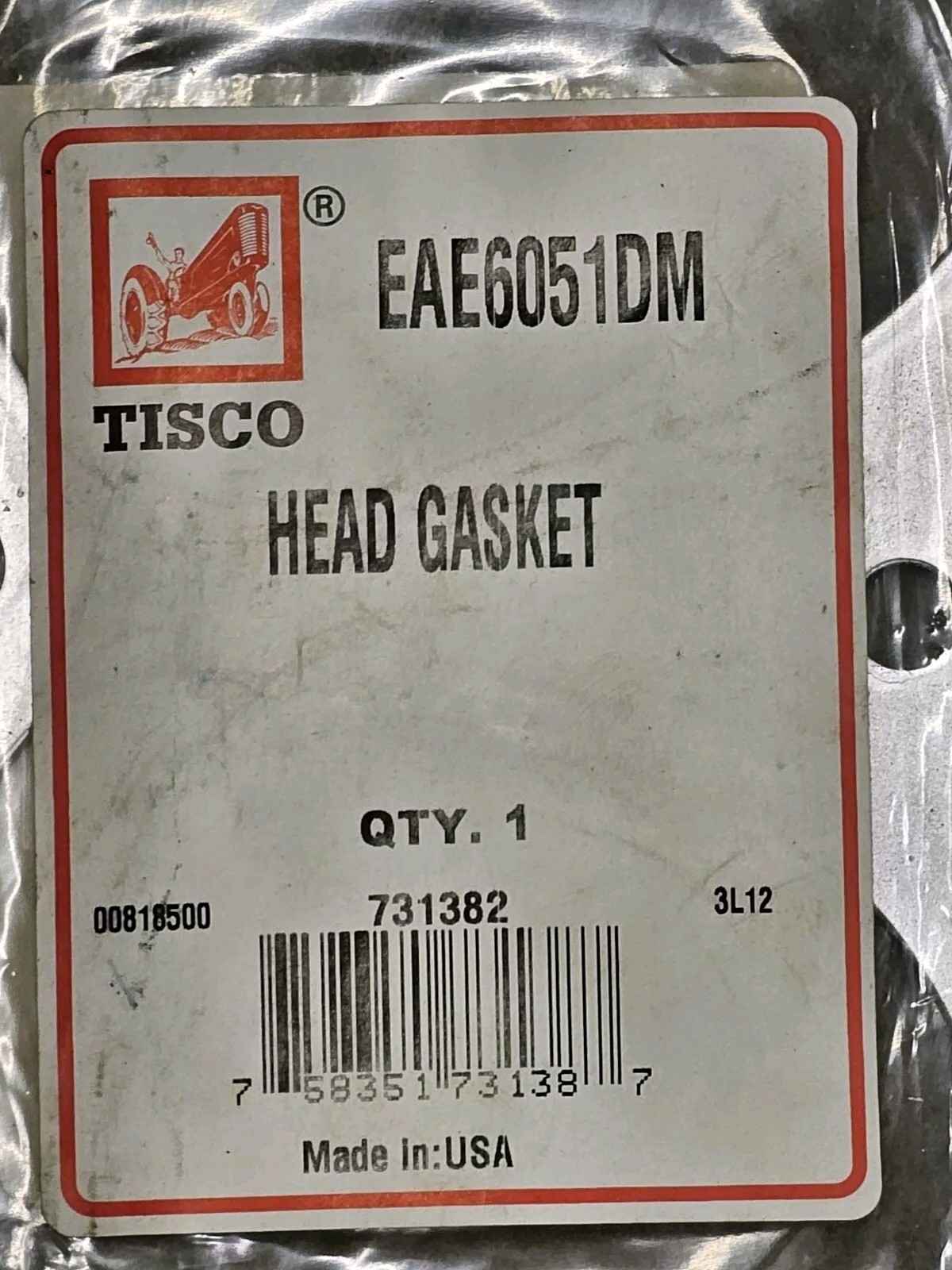 TISCO Head Gasket Metal Clad 7/16 Bolt Fit 1953-57 Ford Tractor 134 Cid Gas USA