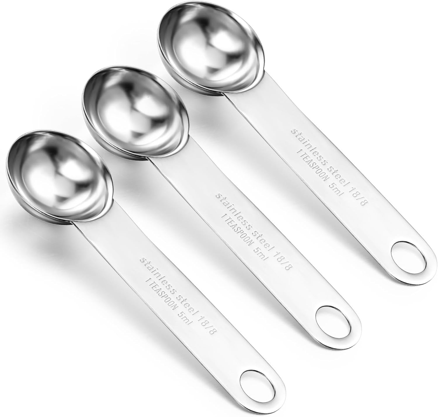 3Pcs 5ml 1 Teaspoon Tablespoon Measuring Spoon Single Stainless Steel Table