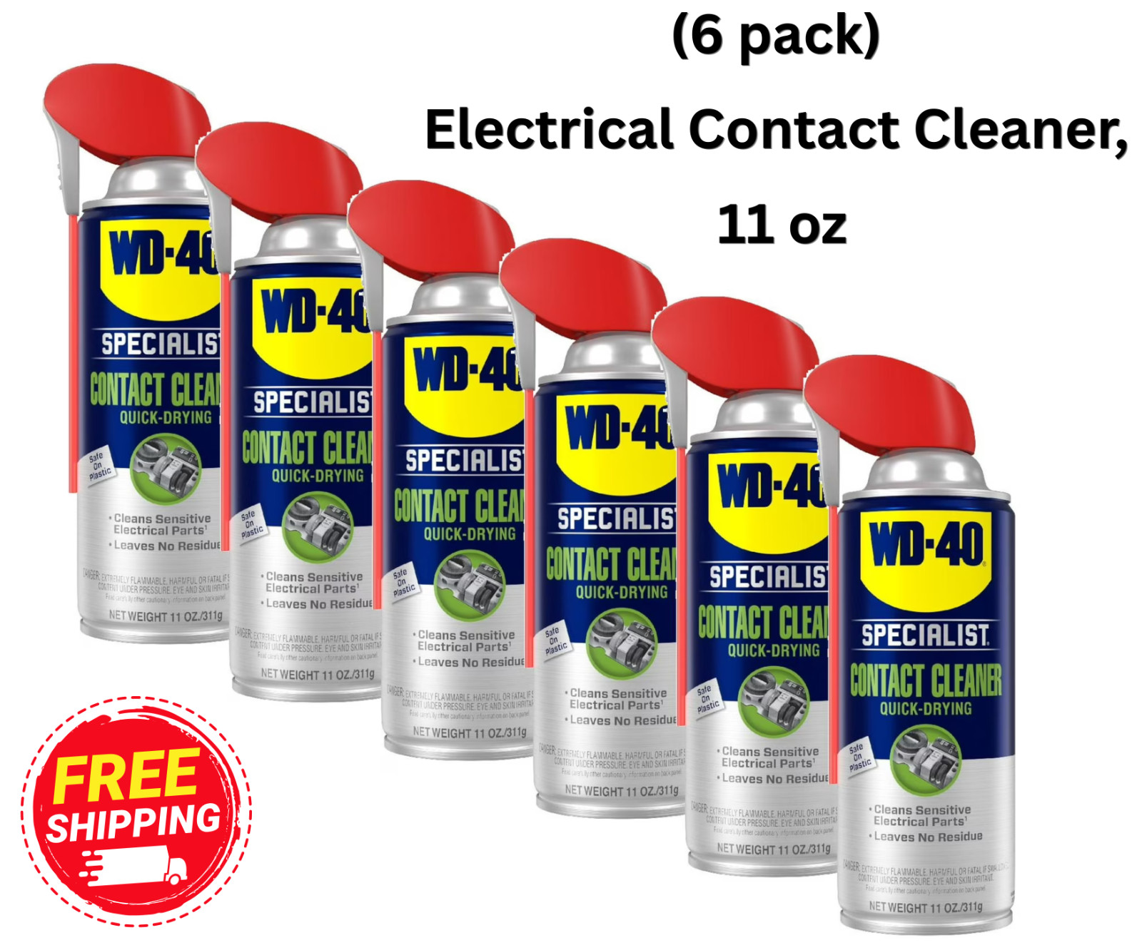 WD-40 Specialist Electrical Contact Cleaner, 11 oz – Pack of 6 ( Free Shipping )