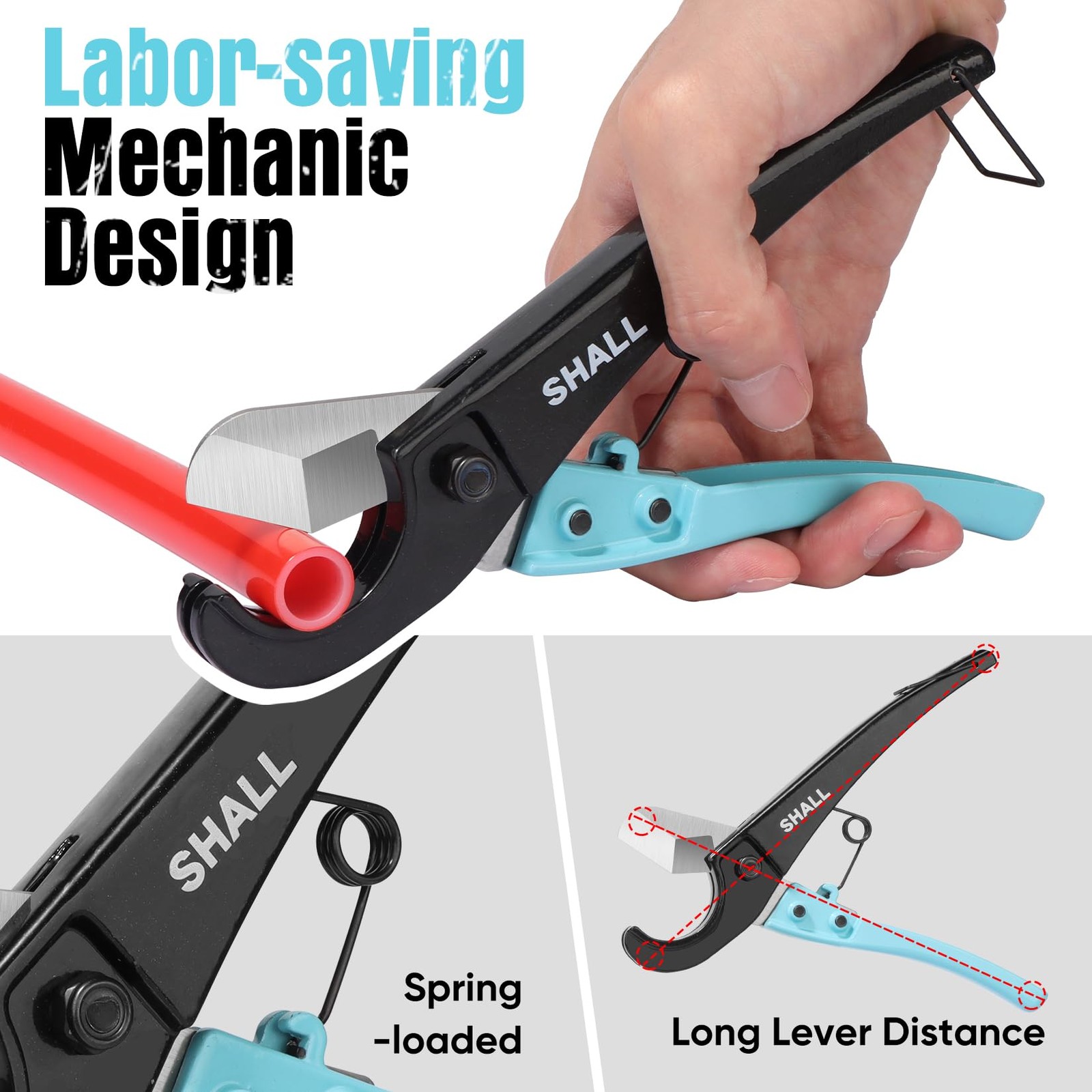 SHALL PEX Pipe Cutter, Cuts up to 1-3/8’’, Fast Tubing Blue-black