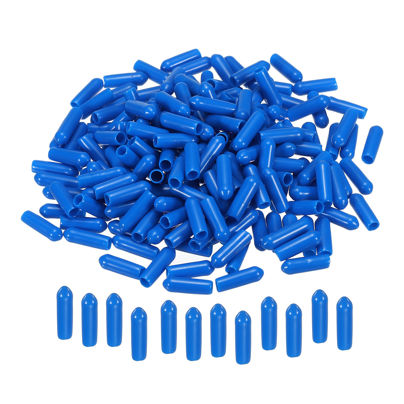 200 x Rubber End Caps Cover 1/8″ Vinyl Screw Thread Protector Round PVC Blue