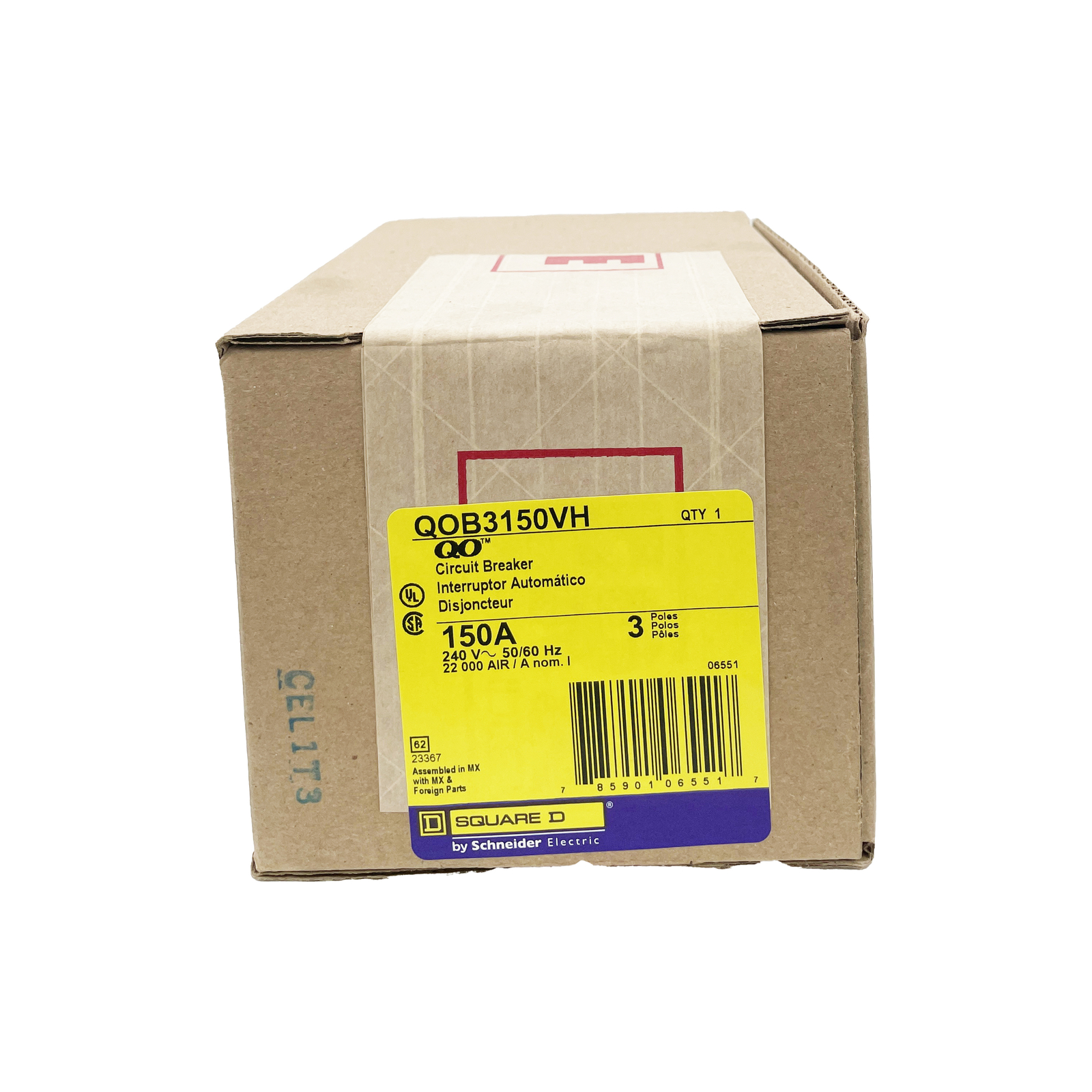 NIB – Square D – QOB3150VH – Mini Circuit Breaker – 150 A, 3-Phases, 240V